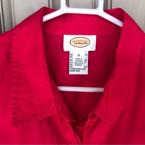 Talbots Sleeveless Buttondown SzXL Red Ruffle Front - Picture 3 of 7